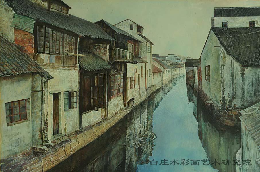 水乡(水彩)图片